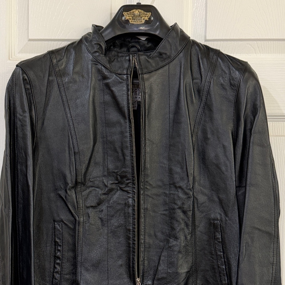 Leather Jacket with HARLEY-DAVIDSON Appliqué patch